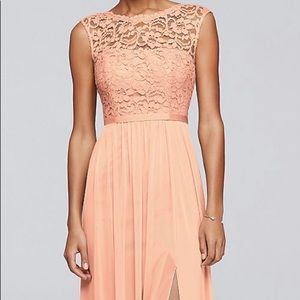 David’s bridal LONG BRIDESMAID DRESS WITH LACE